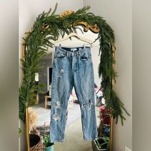 Redone distressed Highrise stovepipe jeans size 25